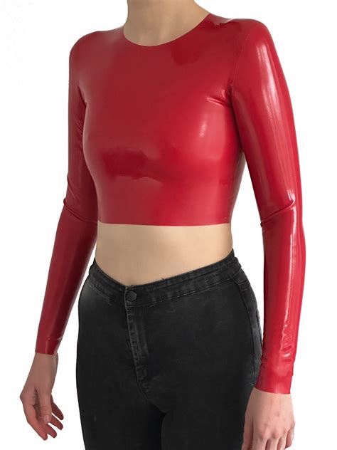 latex crop top|Latex Crop Top .